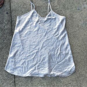 Cream Chemise with Spaghetti Straps and Flowy Silhouette